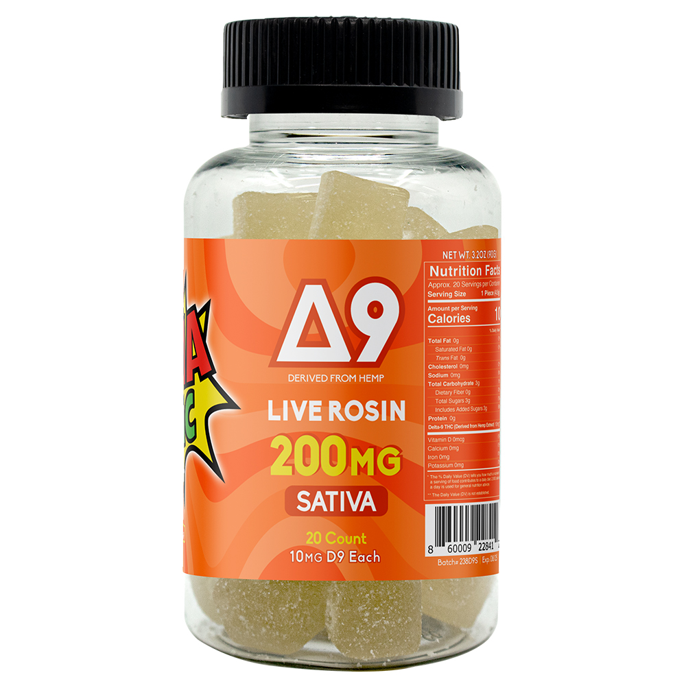 Delta 9 Live Rosin Gummy Sativa 20ct 200mg