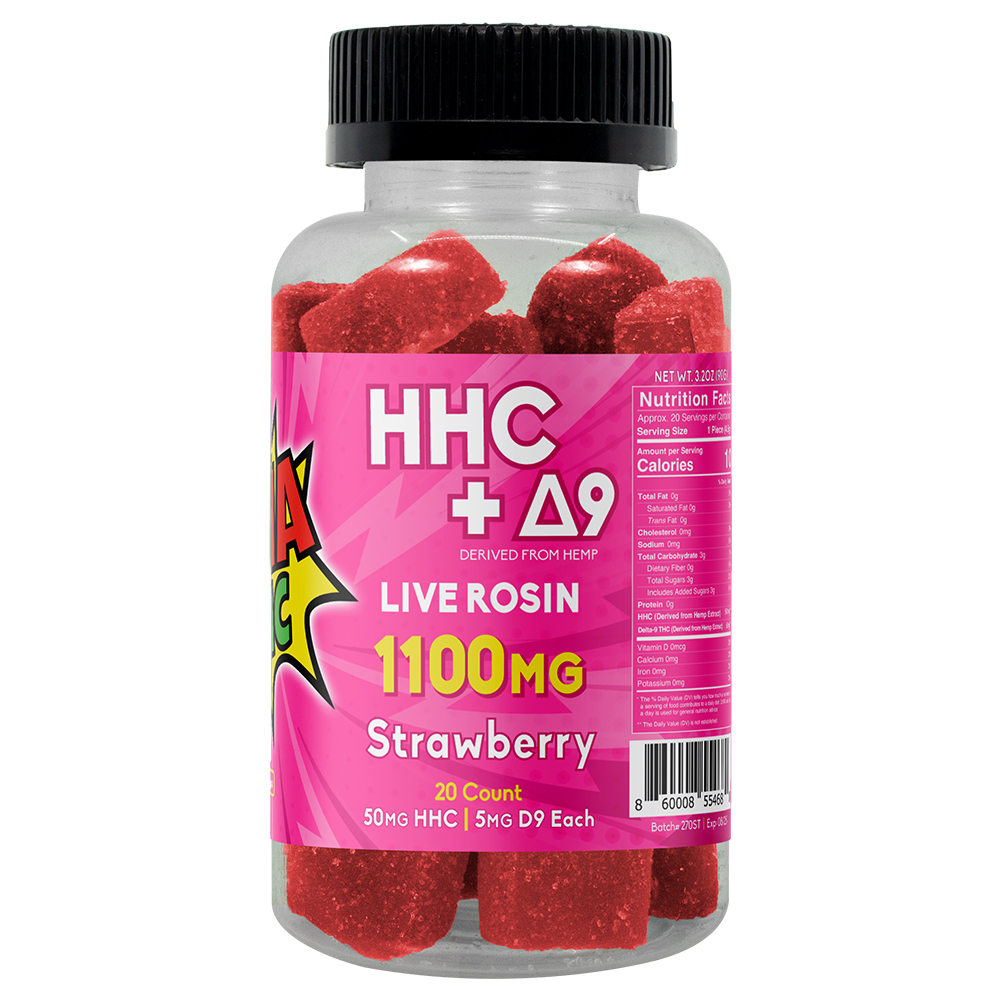 Delta 9 & HHC Pectin Gummy Strawberry 20ct 1100mg